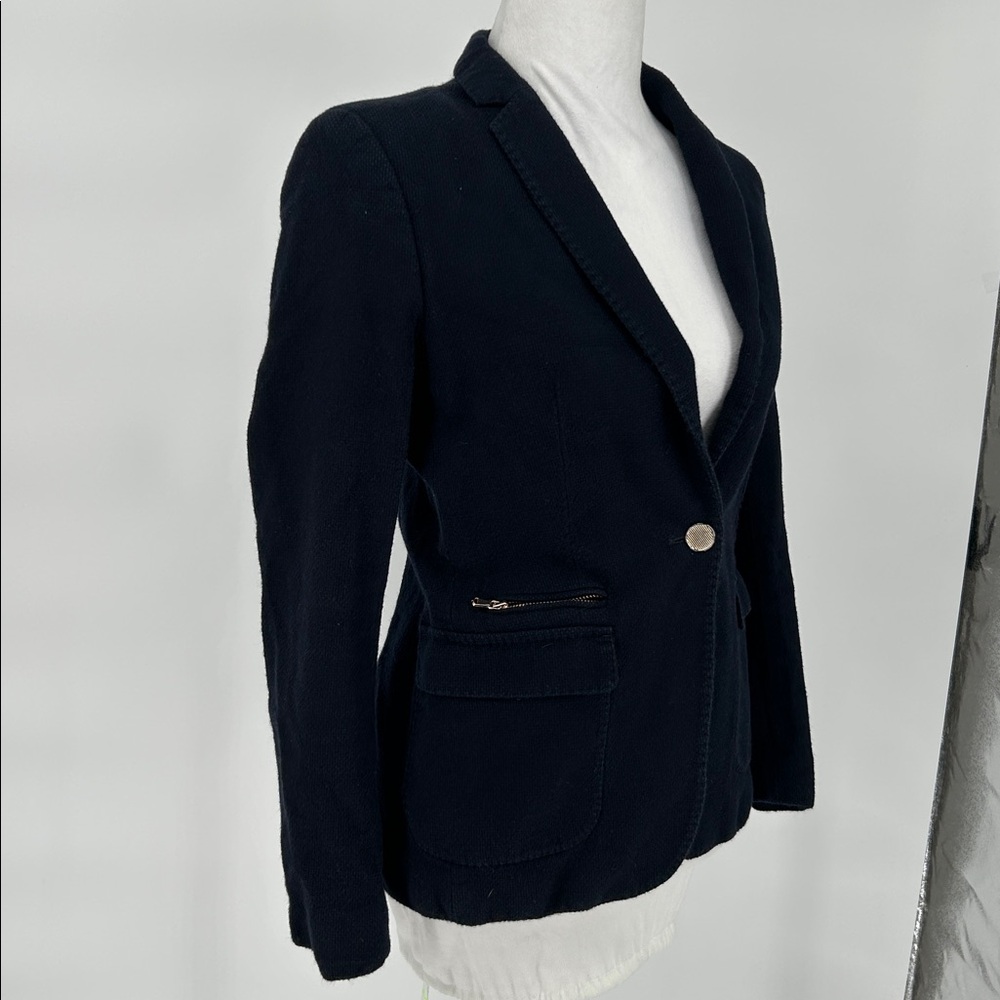 Massimo Dutti Women's Navy Blue Blazer Classic Tailored Wool-Blend Jacket Size 6 - Picture 4 of 14